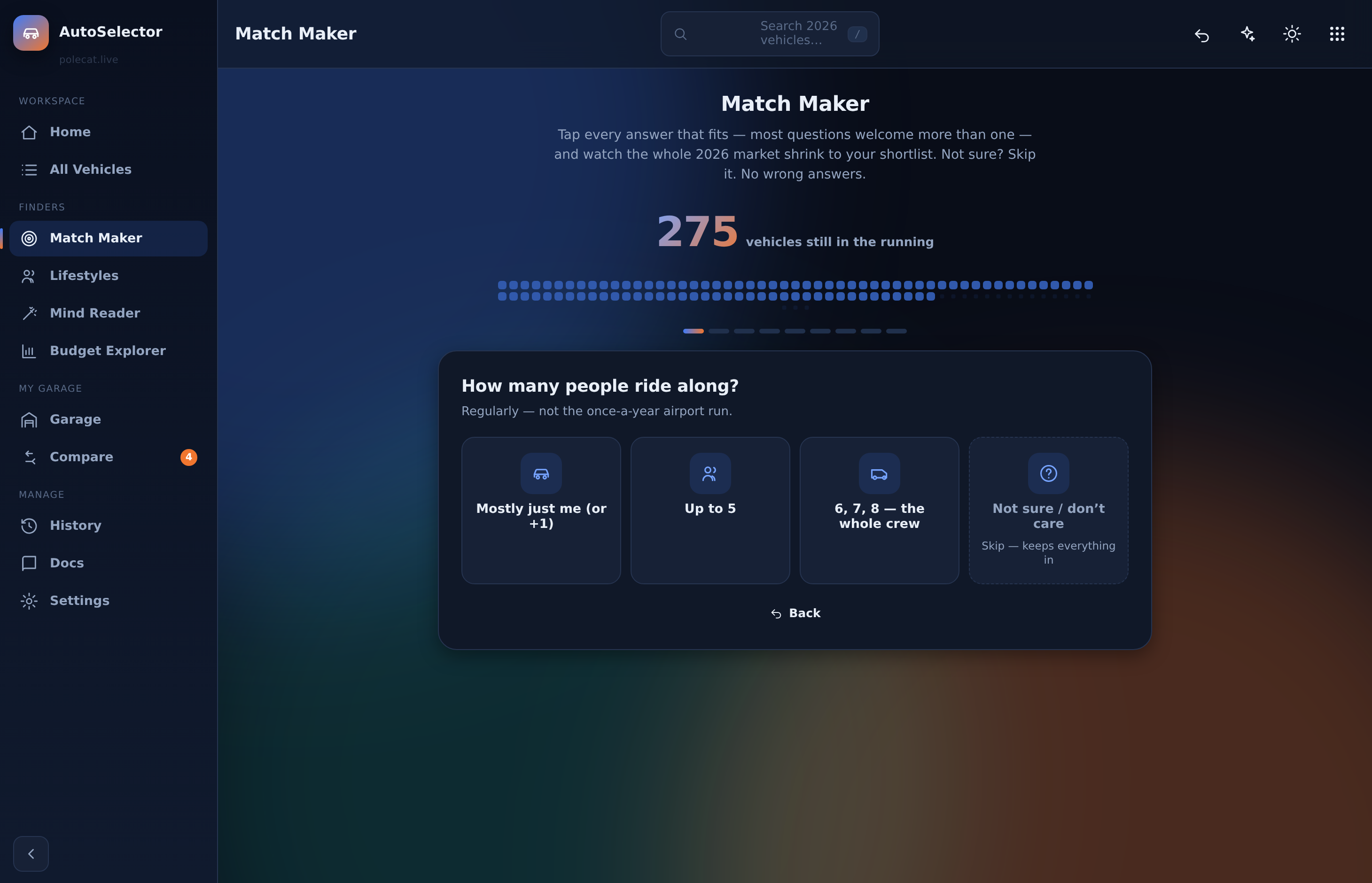 Match Maker mid-quiz with the live counter shrinking
